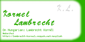 kornel lambrecht business card
